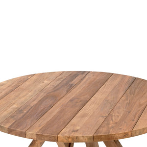 Dovetail Maddox 51" Round Indoor-Outdoor Teak Dining Table with Pedestal Base DOV22009