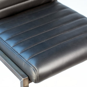 Dovetail Greyson Genuine Full Grain Leather and Steel Modern Stool DOV23000CS