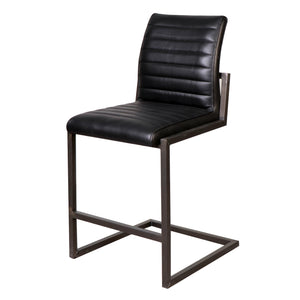 Dovetail Greyson Genuine Full Grain Leather and Steel Modern Stool DOV23000CS