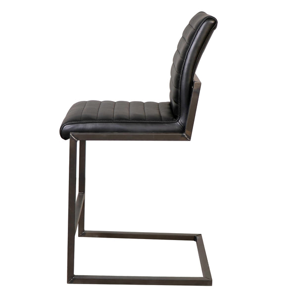 Dovetail Greyson Genuine Full Grain Leather and Steel Modern Stool DOV23000CS