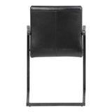 Dovetail Greyson Genuine Full Grain Leather and Steel Modern Dining Arm Chair DOV23000