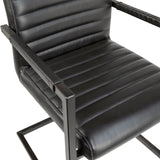 Dovetail Greyson Genuine Full Grain Leather and Steel Modern Dining Arm Chair DOV23000