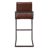 Dovetail Greyson Genuine Full Grain Leather and Steel Modern Stool DOV23002BS