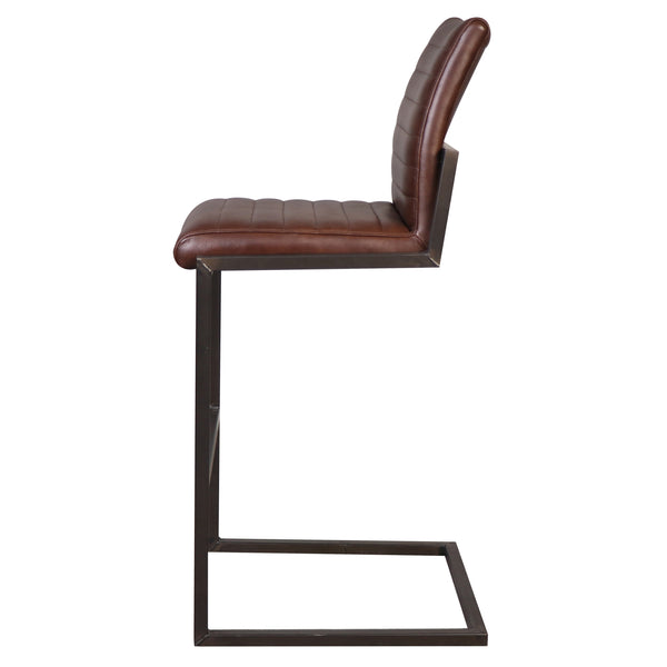 Dovetail Greyson Genuine Full Grain Leather and Steel Modern Stool DOV23002BS