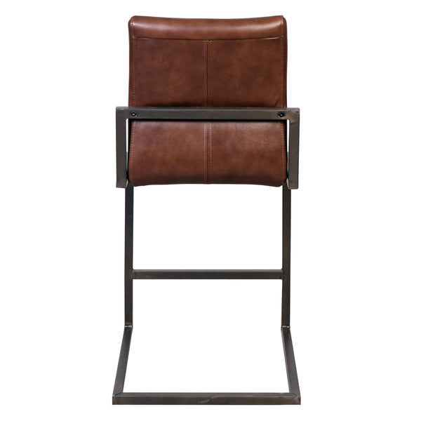 Dovetail Greyson Genuine Full Grain Leather and Steel Modern Stool DOV23002CS