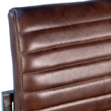 Dovetail Greyson Genuine Full Grain Leather and Steel Modern Stool DOV23002CS