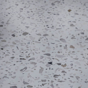 Dovetail Kinsley Indoor-Outdoor White Terrazzo and Acacia 55" Rectangular Trustle Console Table DOV24018