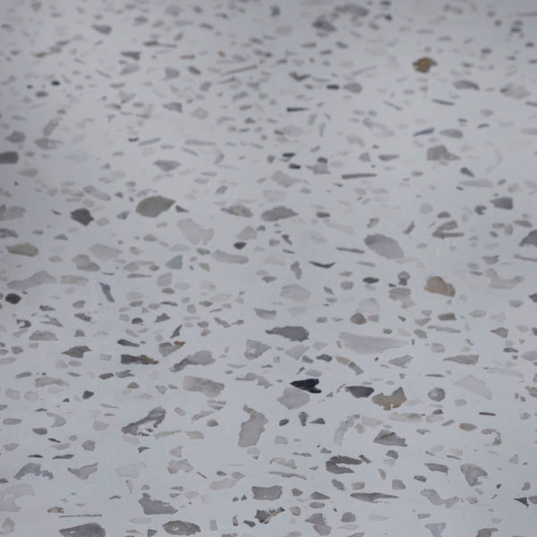 Dovetail Kinsley Indoor-Outdoor White Terrazzo and Acacia 55" Rectangular Trustle Console Table DOV24018