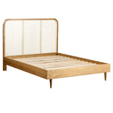 Dovetail Albetha Oak and Wicker Mid-Century Modern Panel Bed In Honey Brown DOV24091Q