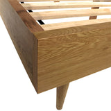 Dovetail Albetha Oak and Wicker Mid-Century Modern Panel Bed In Honey Brown DOV24091Q