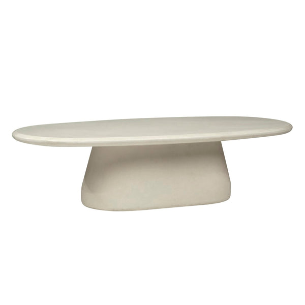 Dovetail Cypress 55" Oval Ivory Finished Concrete Coffee Table DOV24093