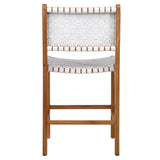 Dovetail Dale Counterstool White Leather Nat Frame DOV25003ACSWH