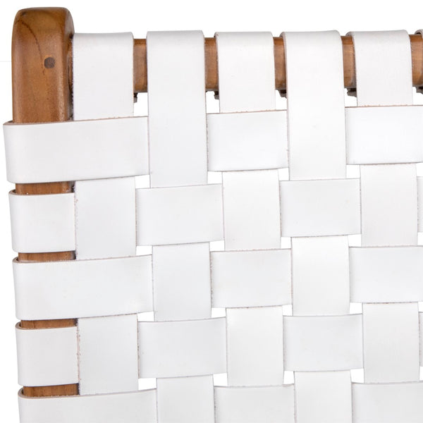 Dovetail Dale Counterstool White Leather Nat Frame DOV25003ACSWH