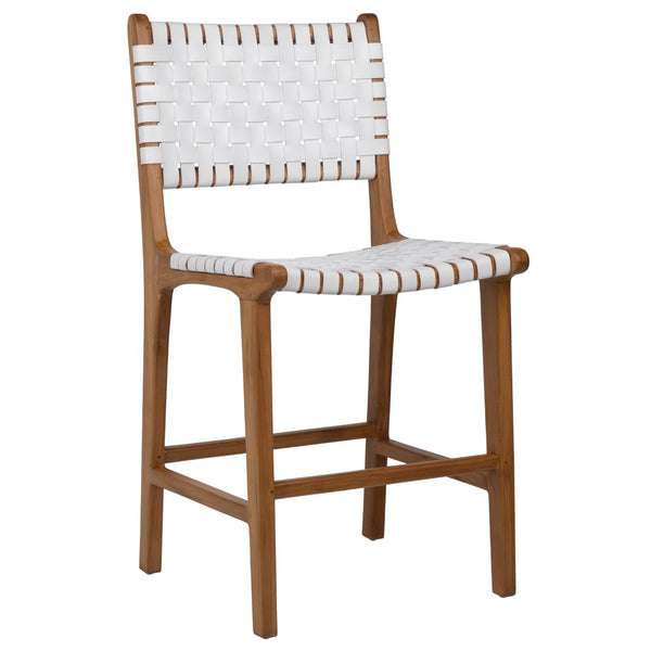 Dovetail Dale Counterstool White Leather Nat Frame DOV25003ACSWH