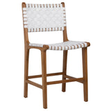 Dovetail Dale Counterstool White Leather Nat Frame DOV25003ACSWH