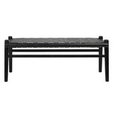 Dovetail Alora 45" Teak and Woven Leather Bench DOV25011BK