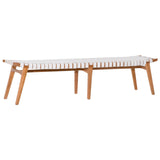 Dovetail Willow 74" Teak and Woven Full Grain Leather Bench DOV25015WH