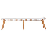 Dovetail Willow 74" Teak and Woven Full Grain Leather Bench DOV25015WH