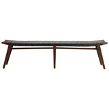 Dovetail Willow 74" Teak and Woven Full Grain Leather Bench DOV25015