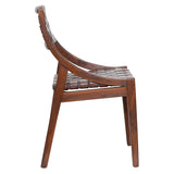 Dovetail Willow Stained Teak and Woven Full Grain Leather Chair DOV25016