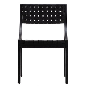 Dovetail Willow Stained Teak and Woven Full Grain Leather Chair DOV25018