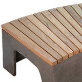 Dovetail Ezra 67" Indoor-Outdoor Curved Concrete and Teak Bench DOV26005