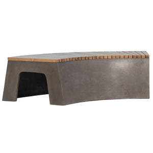 Dovetail Ezra 67" Indoor-Outdoor Curved Concrete and Teak Bench DOV26005