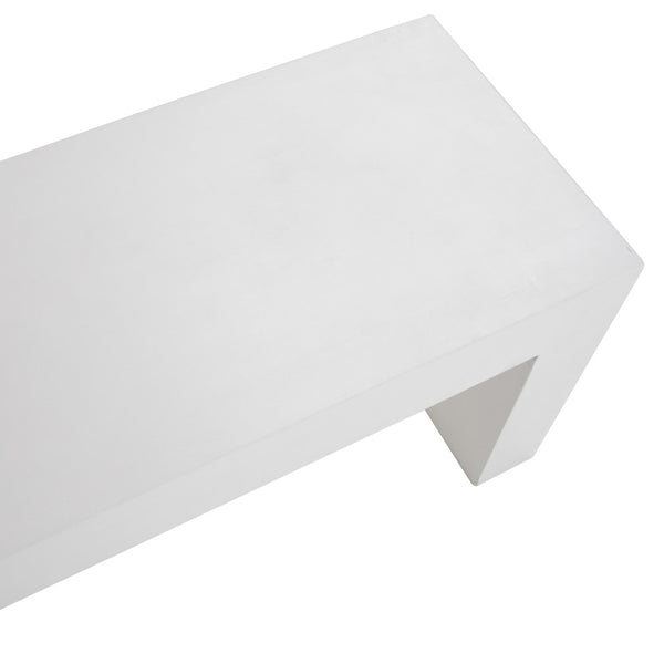 Dovetail Layla 63" Indoor-Outdoor White Concrete Waterfall Bench DOV26007