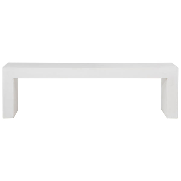 Dovetail Layla 63" Indoor-Outdoor White Concrete Waterfall Bench DOV26007