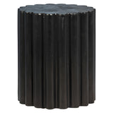 Ferrah Antique Black Finished Light Weight Concrete Pedestal Indoor Outdoor Fluted Edge Side Table