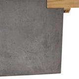Dovetail Ezra 67" Indoor-Outdoor Curved Concrete and Teak Bench DOV26023