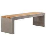 Dovetail Alania 60" Concrete and Teak Indoor-Outdoor Bench DOV26024