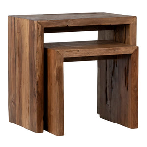 Dovetail Camila Rectangular Reclaimed Teak Waterfall Nesting Side Tables DOV29011