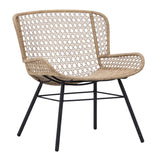 London Indoor-Outdoor Woven Rope and Black Steel Occasional Chair in Natural Sand