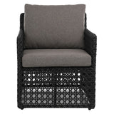 Dovetail Maxine Indoor-Outdoor Woven Charcoal Grey Poly Rope Cube Arm Chair with Light Grey Cushion DOV30029