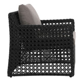 Dovetail Maxine Indoor-Outdoor Woven Charcoal Grey Poly Rope Cube Arm Chair with Light Grey Cushion DOV30029