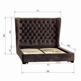 Dovetail Rostas Upholstered Dark Grey Velvet Tufted Wingback Headboard Panel Bed DOV3124Q