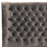 Dovetail Rostas Upholstered Dark Grey Velvet Tufted Wingback Headboard Panel Bed DOV3124EK