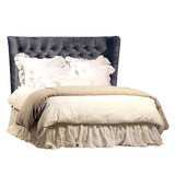 Dovetail Rostas Upholstered Dark Grey Velvet Tufted Wingback Headboard Panel Bed DOV3124EK