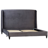 Dovetail Loyola Upholstered Wingback Panel Bed Finished In Dark Grey Velvet DOV3155EK