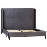 Dovetail Loyola Upholstered Wingback Panel Bed Finished In Dark Grey Velvet DOV3155Q