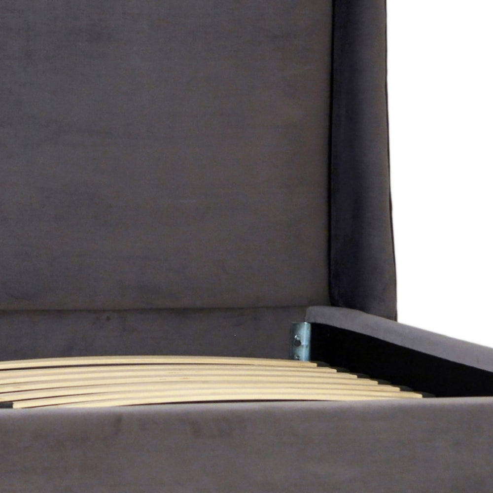 Dovetail Loyola Upholstered Wingback Panel Bed Finished In Dark Grey Velvet DOV3155EK