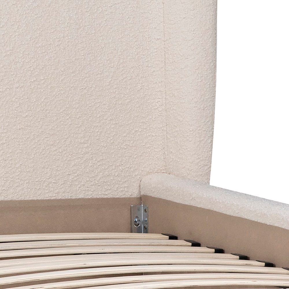 Dovetail Cumberland Boucle Upholstered Wingback Panel Bed in Ivory DOV3200EK