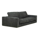 Dovetail Felipe 95" Full Grain Leather Wide Track Arm Sofa in Antique Black Suede DOV32011