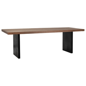 Dovetail Lily 95" Rectangular Reclaimed Oak and Iron Double Pedestal Base Dining Table DOV32016