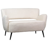 Dovetail Zani 49" White Faux Sheepskin Upholstered Modern Love Seat DOV34006