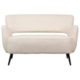 Dovetail Zani 49" White Faux Sheepskin Upholstered Modern Love Seat DOV34006