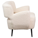 Dovetail Zani 49" White Faux Sheepskin Upholstered Modern Love Seat DOV34006