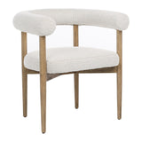 Samantha Natural White Boucle Rounded Back and Wood Dining Arm Chair