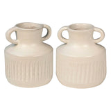 Padua Off White Ceramic Handled Vase, Set of 2